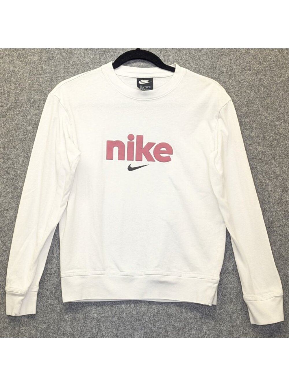 Nike Womens XS Long Sleeve T Shirt White Center Swoosh Athletic Pullover Top